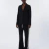 Veste en jersey scuba à simple boutonnage, noire Veste en jersey scuba à simple boutonnage, noire