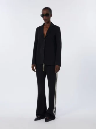 Veste en jersey scuba à simple boutonnage, noire