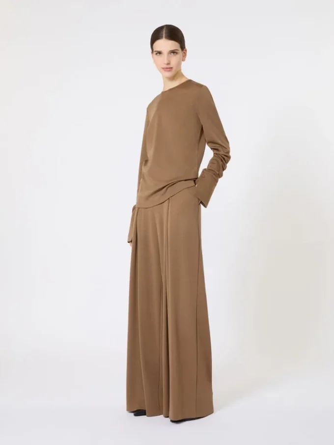 Pantalon en jersey de laine, couleur tabac Pantalon en jersey de laine, couleur tabac