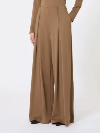 Pantalon en jersey de laine, couleur tabac