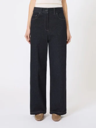 Pantalon en jersey effet denim, bleu outremer