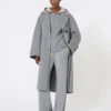 Cardigan à capuche en laine et cachemire, gris moyen Cardigan à capuche en laine et cachemire, gris moyen