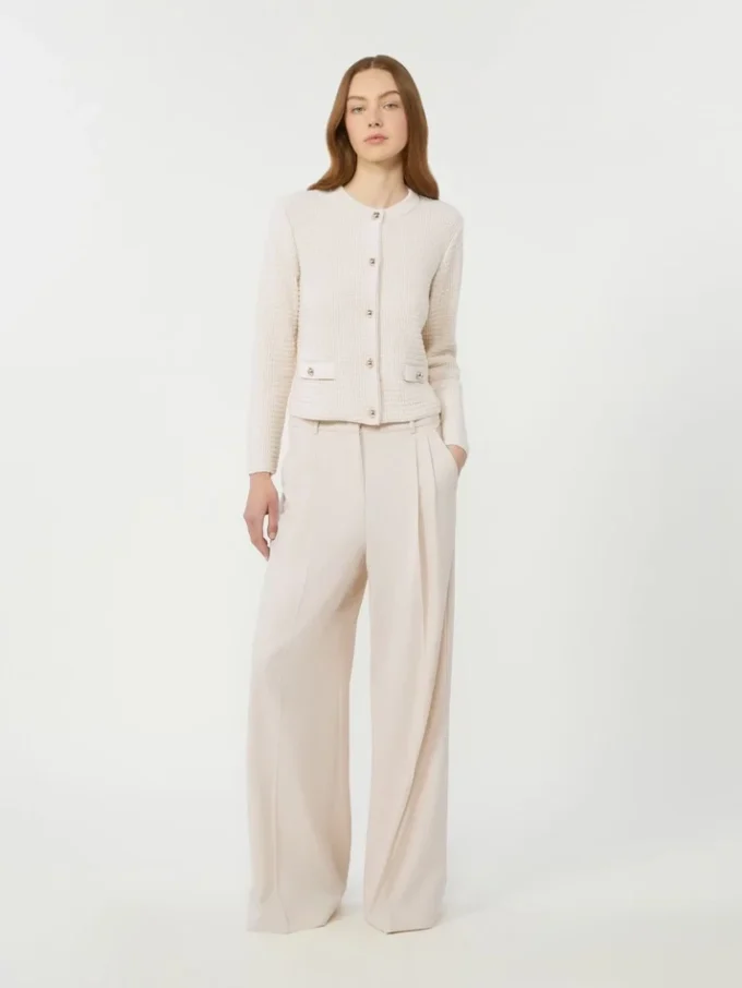 Pantalon en laine mélangée, ivoire Pantalon en laine mélangée, ivoire