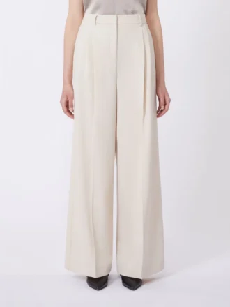 Pantalon en laine mélangée, ivoire
