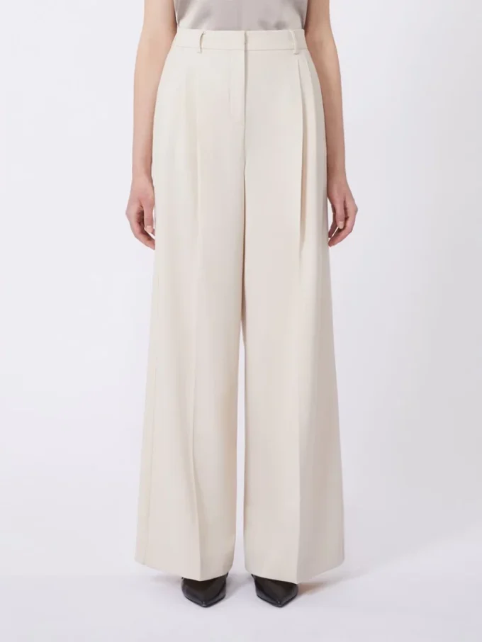 Pantalon en laine mélangée, ivoire Pantalon en laine mélangée, ivoire