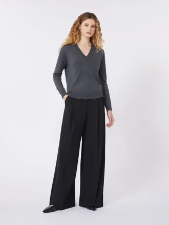 Pantalon en laine mélangée, noir