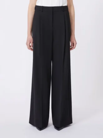 Pantalon en laine mélangée, noir
