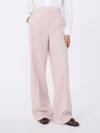 Pantalon en laine, mohair et soie, beige rosé