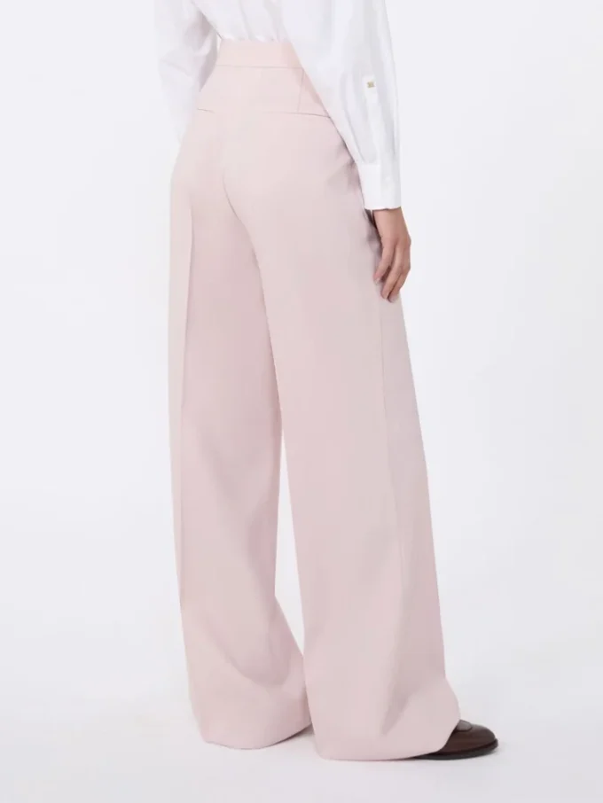 Pantalon en laine, mohair et soie, beige rosé