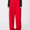 Pantalon en laine stretch plissé, rouge Pantalon en laine stretch plissé, rouge