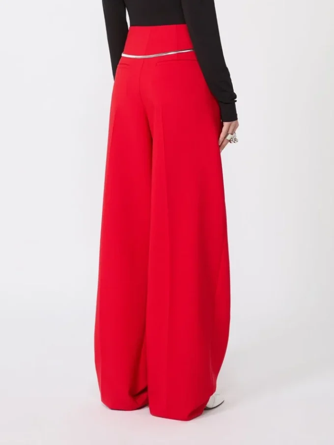 Pantalon en laine stretch plissé, rouge Pantalon en laine stretch plissé, rouge