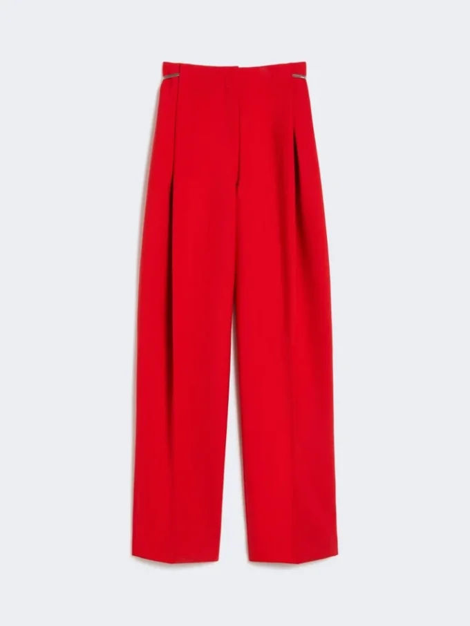 Pantalon en laine stretch plissé, rouge Pantalon en laine stretch plissé, rouge