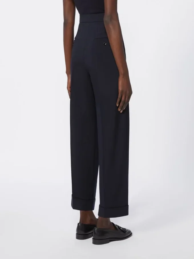 Pantalon en laine taille haute, bleu outremer