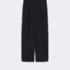 Pantalon en laine taille haute, bleu outremer