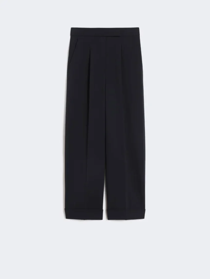Pantalon en laine taille haute, bleu outremer
