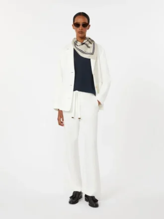 Pantalon en lin à armure nattée, blanc Pantalon en lin à armure nattée, blanc