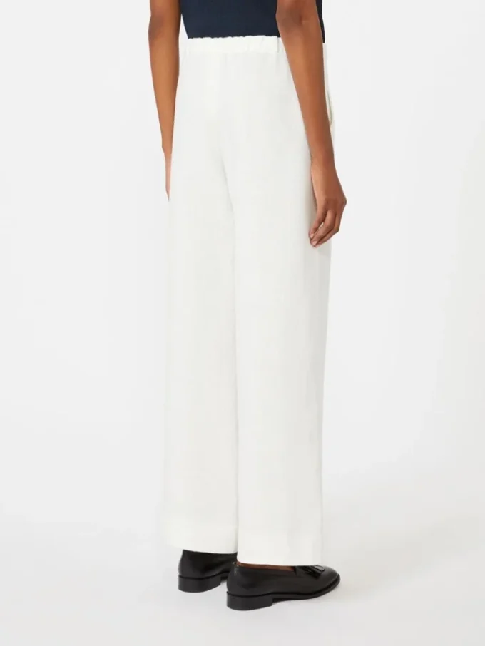 Pantalon en lin à armure nattée, blanc Pantalon en lin à armure nattée, blanc