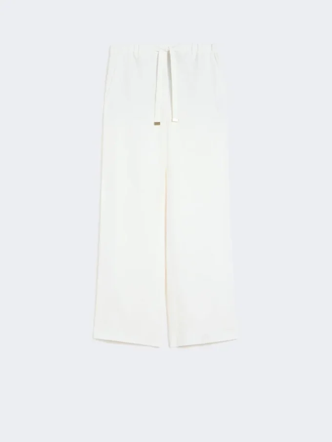 Pantalon en lin à armure nattée, blanc Pantalon en lin à armure nattée, blanc