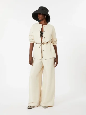 Pantalon en lin et soie, beige