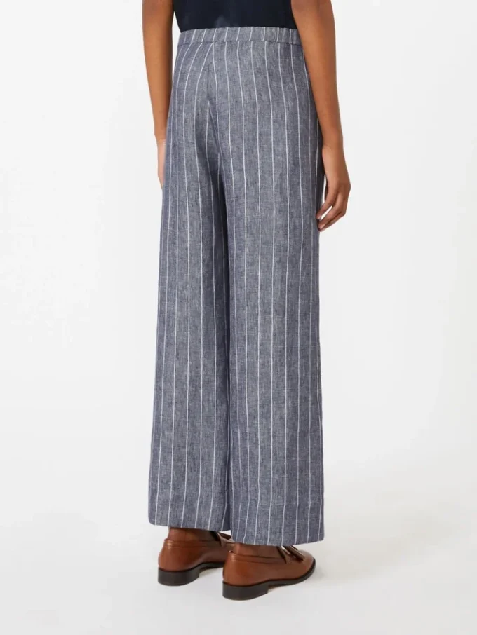 Pantalon en lin à fines rayures effet denim, bleu outremer Pantalon en lin à fines rayures effet denim, bleu outremer