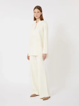 Pantalon en maille de crêpe de viscose, ivoire Pantalon en maille de crêpe de viscose, ivoire