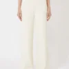 Pantalon en maille de crêpe de viscose, ivoire Pantalon en maille de crêpe de viscose, ivoire