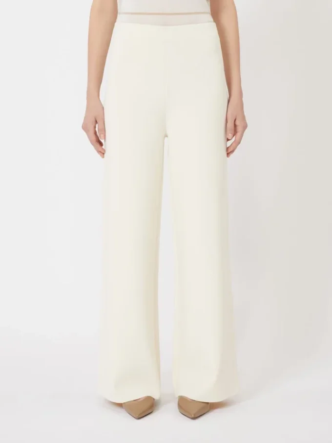 Pantalon en maille de crêpe de viscose, ivoire Pantalon en maille de crêpe de viscose, ivoire