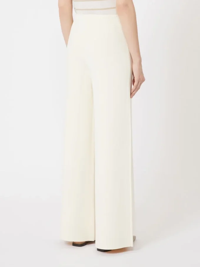 Pantalon en maille de crêpe de viscose, ivoire Pantalon en maille de crêpe de viscose, ivoire