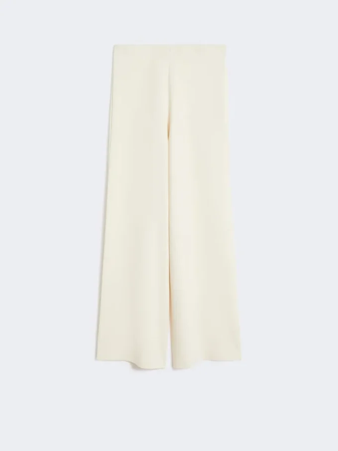 Pantalon en maille de crêpe de viscose, ivoire Pantalon en maille de crêpe de viscose, ivoire