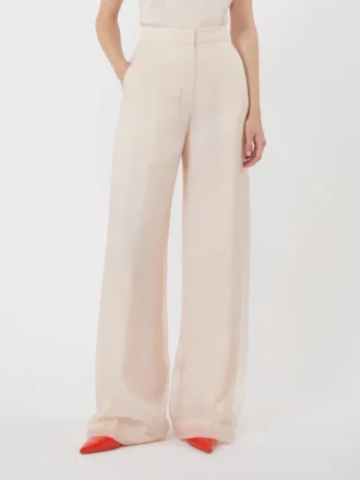 Pantalon en organza de soie, couleur poudre