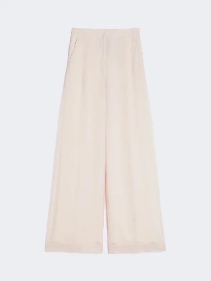 Pantalon en organza de soie, couleur poudre