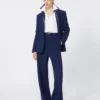 Blazer droit en jersey piqué, bleu de Chine Blazer droit en jersey piqué, bleu de Chine