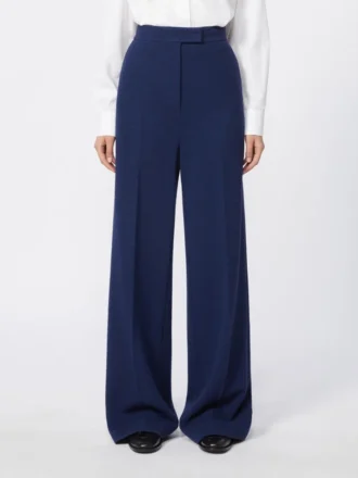 Pantalon en piqué de laine, bleu de Chine