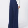 Pantalon en piqué de laine, bleu de Chine