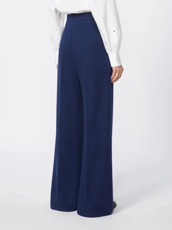 Pantalon en piqué de laine, bleu de Chine