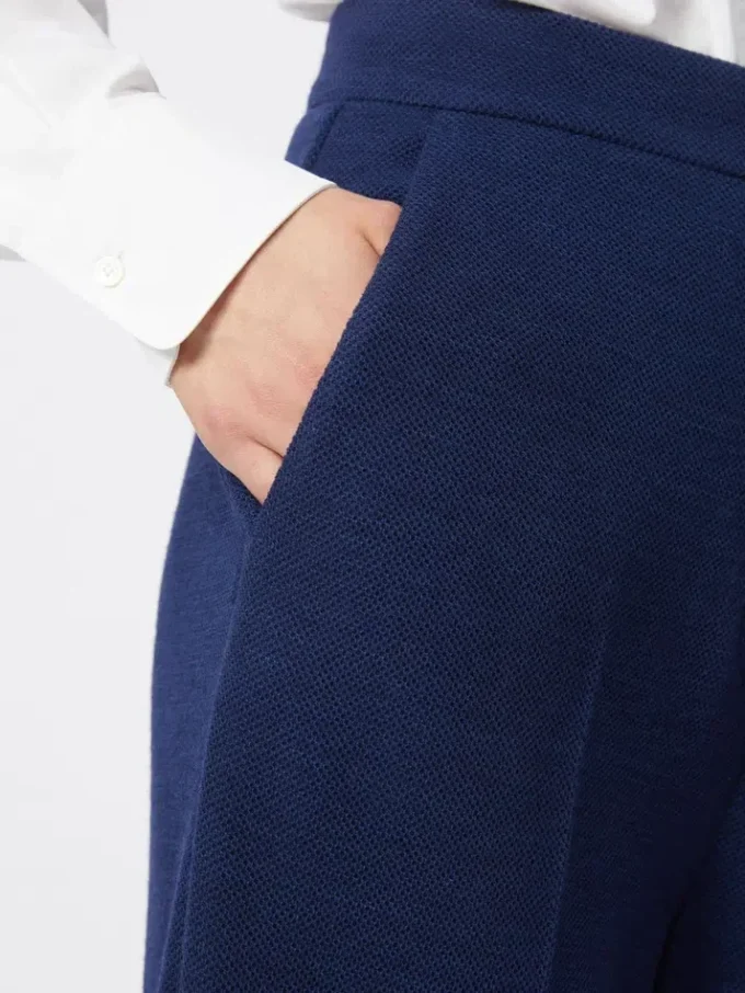 Pantalon en piqué de laine, bleu de Chine