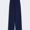 Pantalon en piqué de laine, bleu de Chine