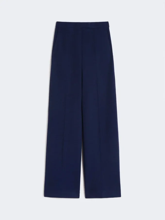 Pantalon en piqué de laine, bleu de Chine