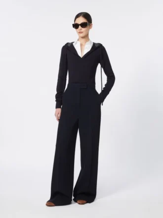 Pantalon en piqué de laine, bleu outremer