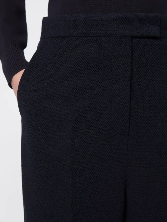 Pantalon en piqué de laine, bleu outremer