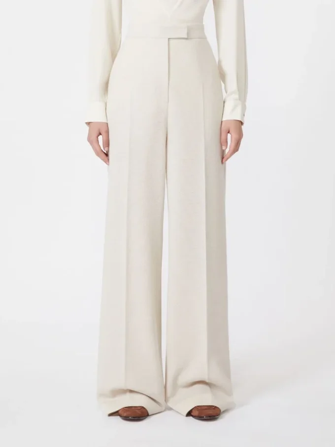 Pantalon en piqué de laine, ivoire Pantalon en piqué de laine, ivoire