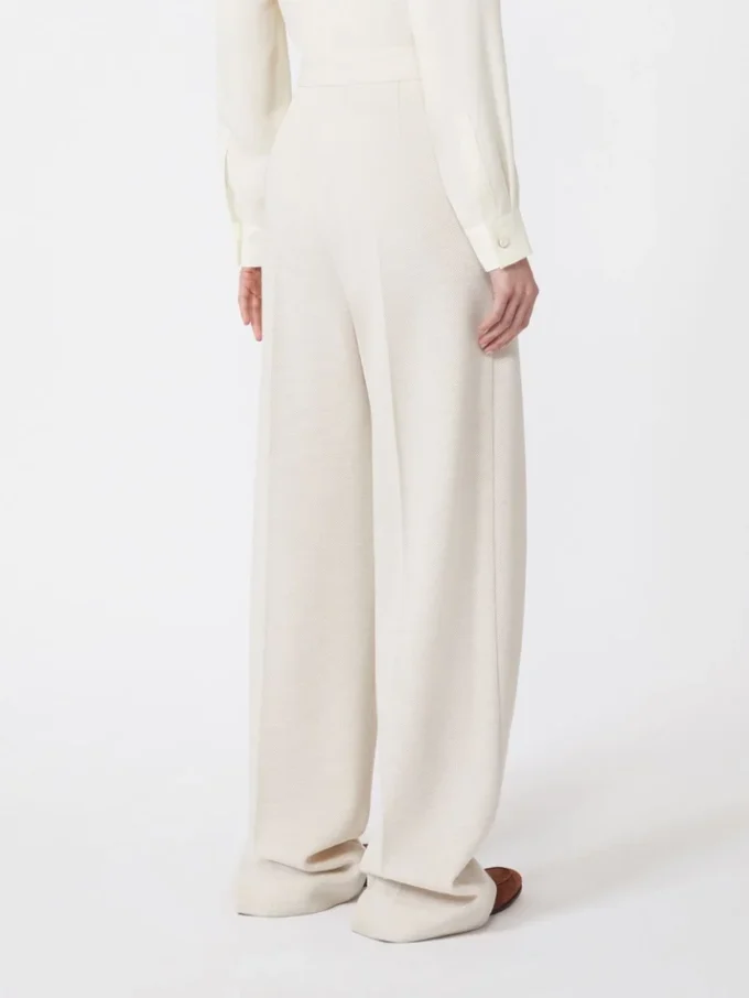 Pantalon en piqué de laine, ivoire Pantalon en piqué de laine, ivoire