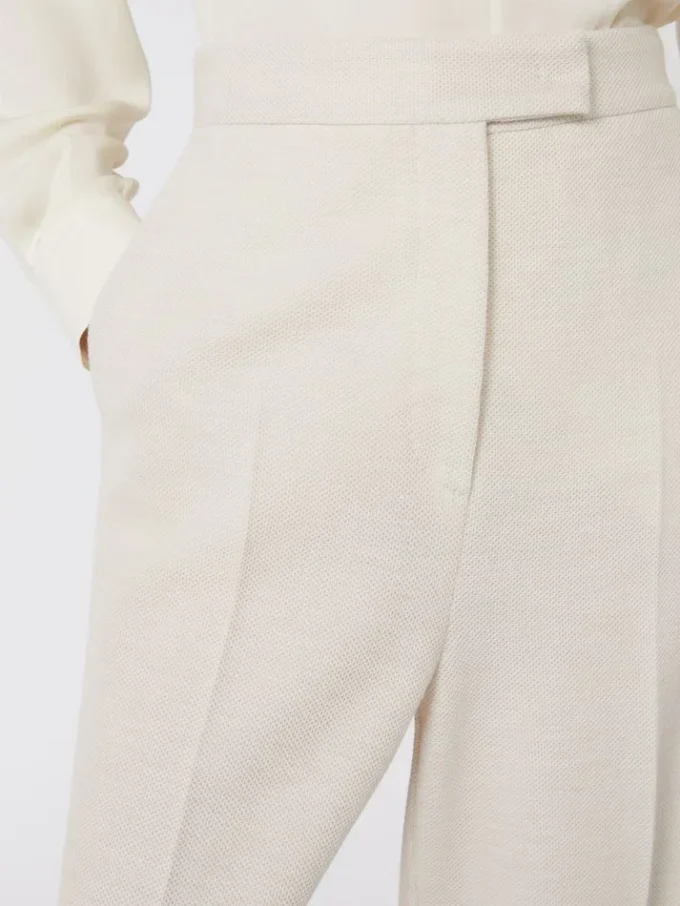 Pantalon en piqué de laine, ivoire Pantalon en piqué de laine, ivoire