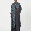 Robe en twill de soie imprimé, bleu outremer