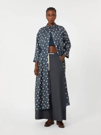 Robe en twill de soie imprimé, bleu outremer