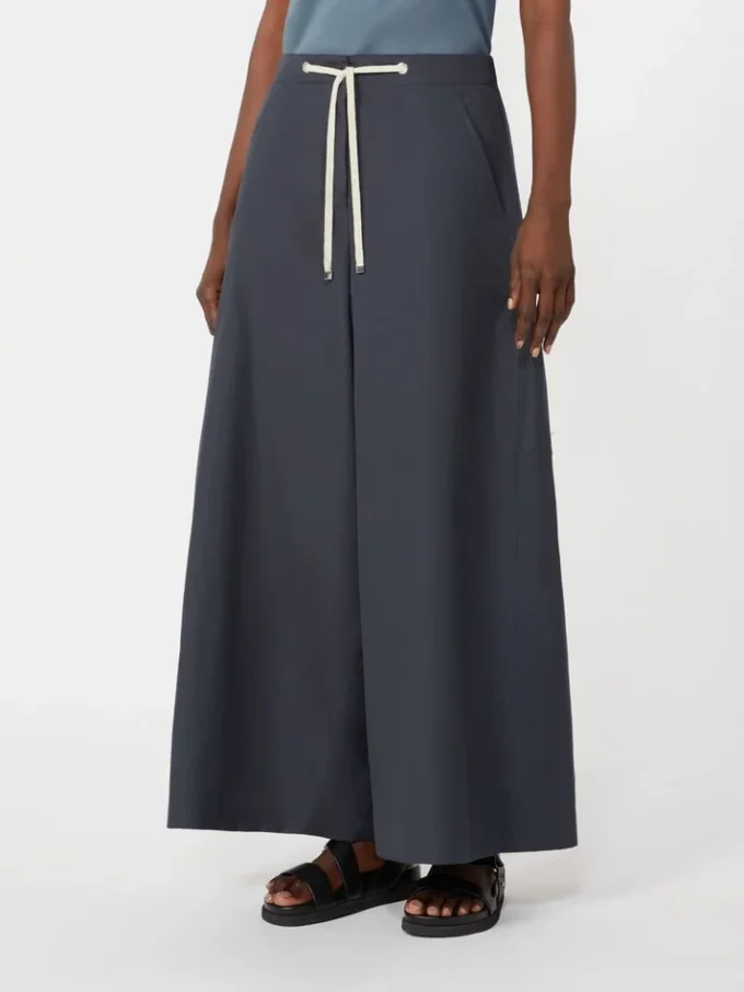 Pantalon en popeline à cordon de serrage, bleu outremer Pantalon en popeline à cordon de serrage, bleu outremer