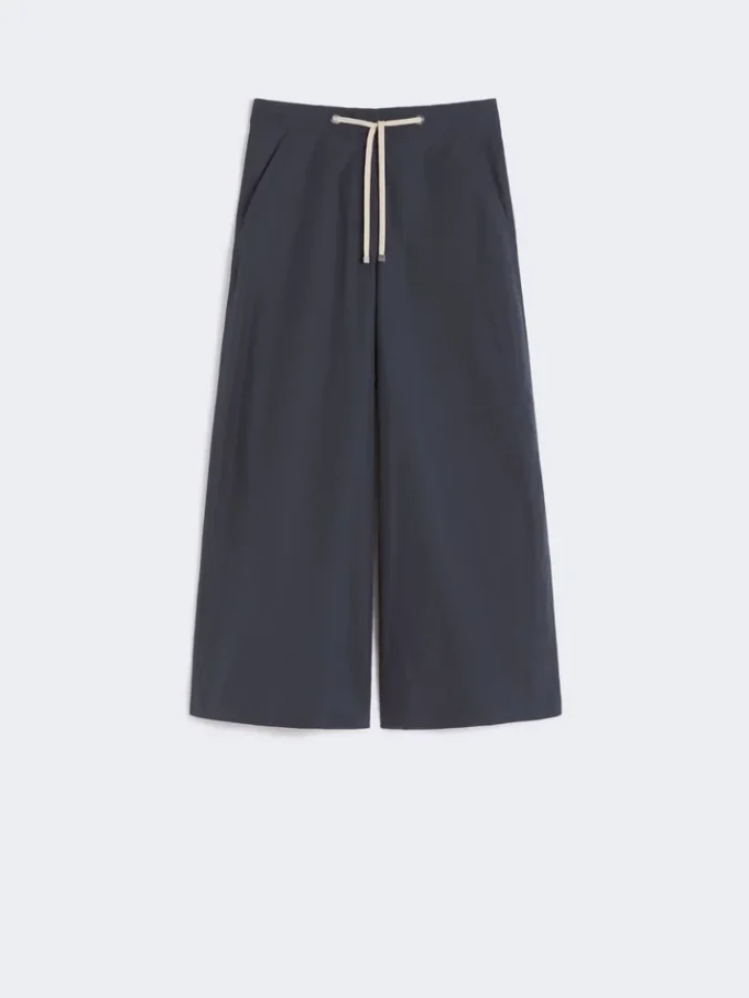 Pantalon en popeline à cordon de serrage, bleu outremer Pantalon en popeline à cordon de serrage, bleu outremer