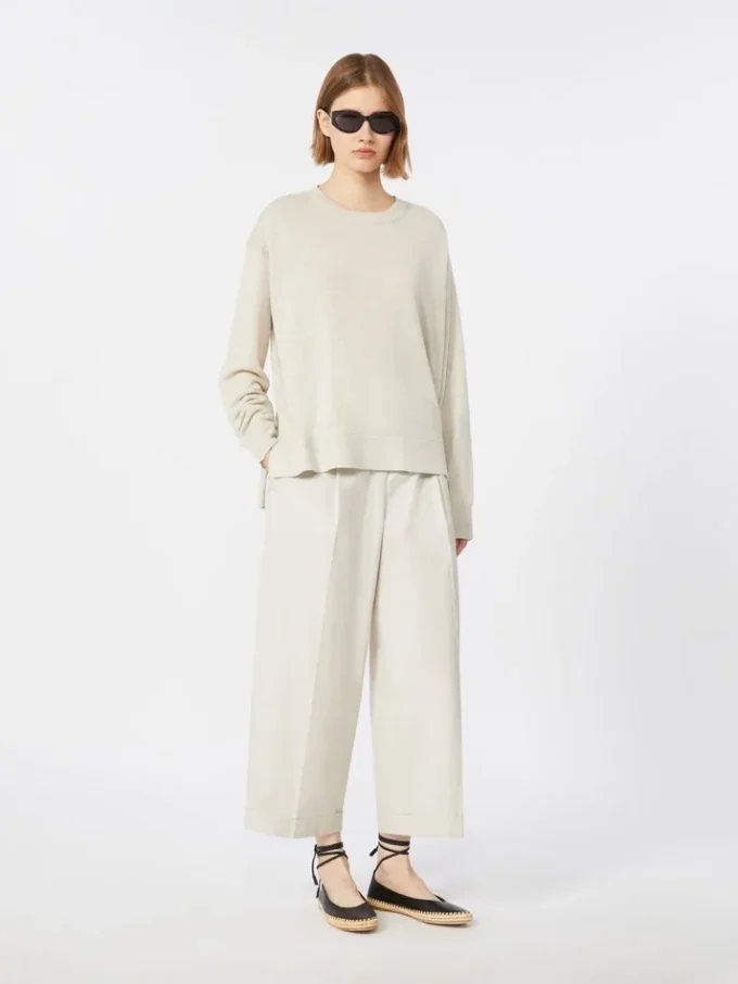 Pantalon en popeline de coton, couleur glace Pantalon en popeline de coton, couleur glace