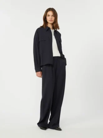 Pantalon en pure laine, bleu marine