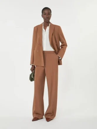 Pantalon en pure laine, couleur tabac